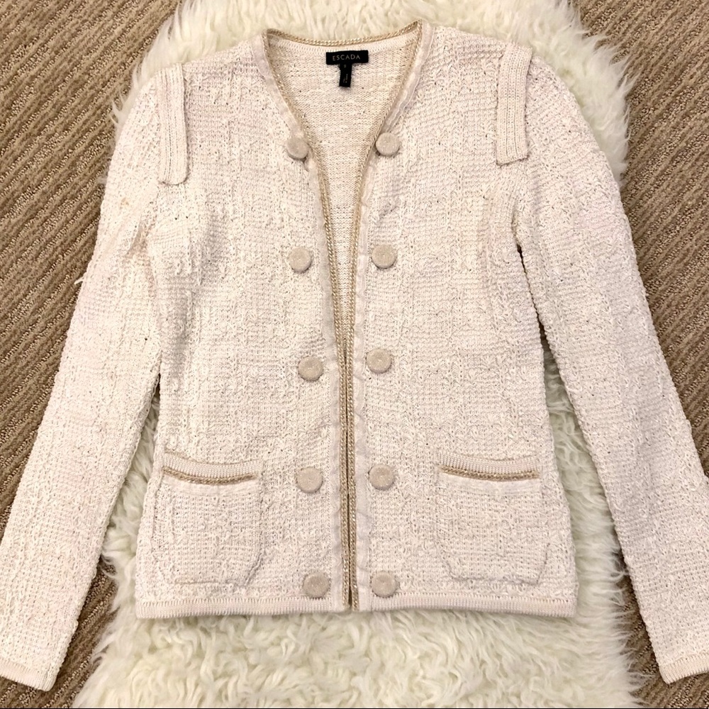 Escada Cream Button-Front Cardigan